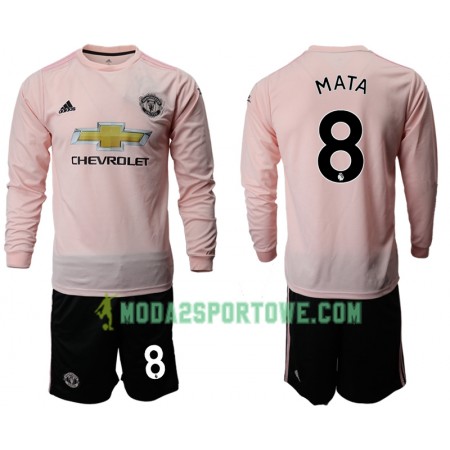 Koszulka Manchester United MATA 8 Dziecięcy Wyjazdowe Stroje Piłkarskie 2018/19 Długi Rękaw